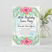 Hibiscus Tropical Luau Beach 40th Birthday Kaart (Staand voorkant)