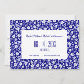 Hibiscus Tropical Navy Blue Wedding Save The Date (Voorkant)
