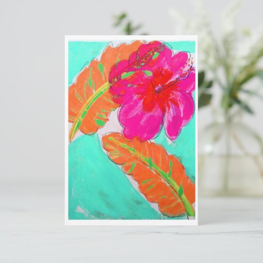Hibiscus Tropical Note Card Bedankkaart (Staand voorkant)