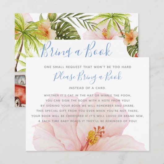 Hibiscus Tropisch Baby shower Breng een Boek Kaart (Voorkant / Achterkant)