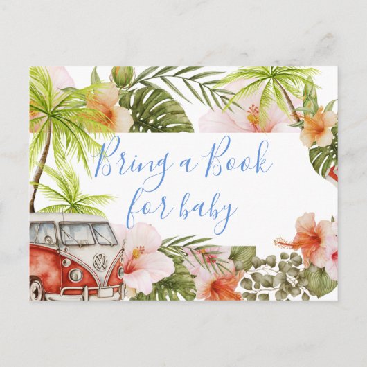 Hibiscus Tropisch Baby shower Breng een Boek Kaart (Achterkant)