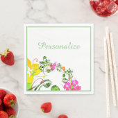 Hibiscus tropisch bloemengroen roze geel wit servet (Insitu)