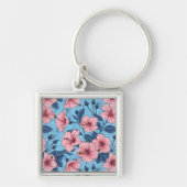 Hibiscus Tropisch Bloemmotief Sleutelhanger (Voorkant)