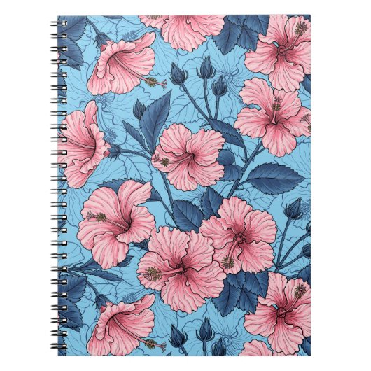 Hibiscus Tropisch Bloempatroon Notitieboek (Voorkant)