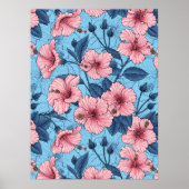 Hibiscus Tropisch Bloempatroon Poster (Voorkant)