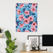 Hibiscus Tropisch Bloempatroon Poster (Thuiskantoor)