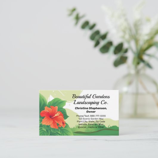 Hibiscus Tropisch Landschap Gazonverzorging Landsc Visitekaartje (Staand voorkant)