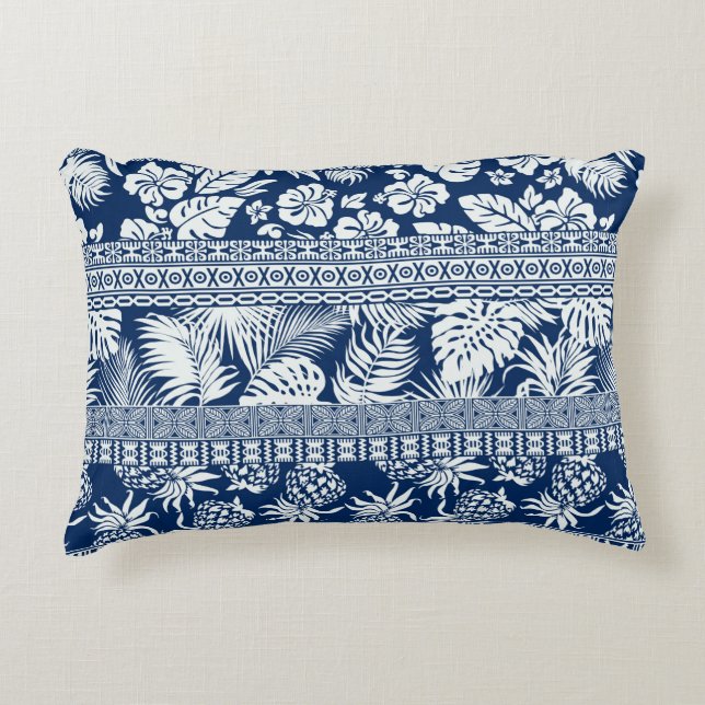 Hibiscus tropische bladeren hawaiian ornament wall accent kussen (Voorkant)