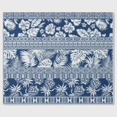 Hibiscus tropische bladeren hawaiian ornament wall cadeaupapier (Vlak)