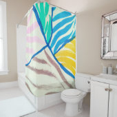 Hibiscus tropische bladeren hawaiian ornament wall douchegordijn (In situ)