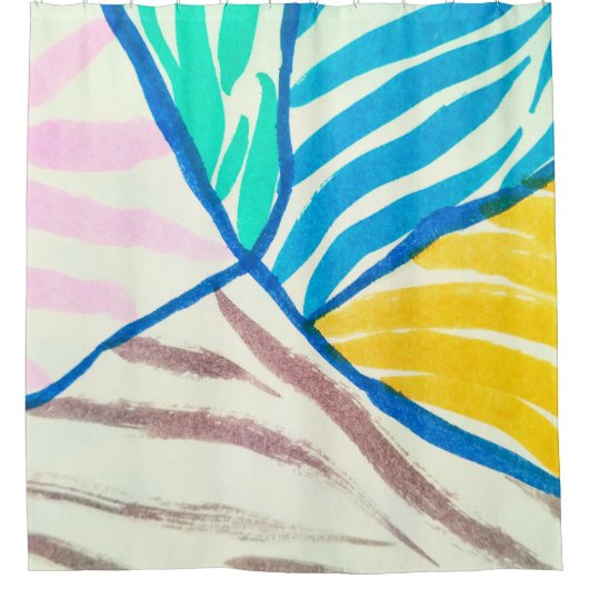 Hibiscus tropische bladeren hawaiian ornament wall douchegordijn (Voorkant)