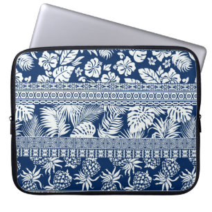 Hibiscus tropische bladeren hawaiian ornament wall laptop sleeve
