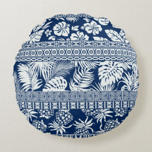 Hibiscus tropische bladeren hawaiian ornament wall rond kussen