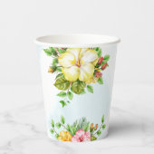 Hibiscus Tropische Bloem Bruiloft Papieren Bekers (Achterkant)