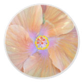 Hibiscus tropische bloem roze en gouden schattige  keramische knop (Voorkant)