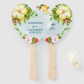 Hibiscus Tropische Bloemen Huwelijk Hand Fan Handwaaier (Voorkant en achterkant)