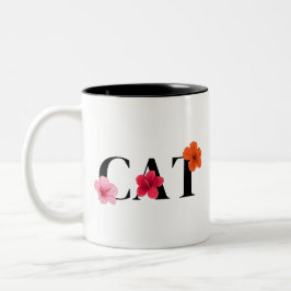 Hibiscus tropische bloemen kleurrijk tweekleurige koffiemok