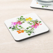 Hibiscus tropische bloemenkrans bier onderzetter (Linkerzijde)