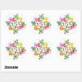 Hibiscus tropische bloemenkrans groen roze geel ronde sticker (Vel)