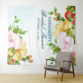 Hibiscus Tropische Bloemige Trouw Achtergrond Wandkleed (In Situ (horizontaal))