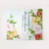 Hibiscus Tropische Bloemige Trouw Achtergrond Wandkleed (Voorkant (horizontaal))