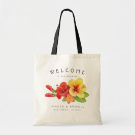 Hibiscus Tropische Bloemige Welkom Bruiloft Tote Bag