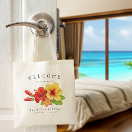 Hibiscus Tropische Bloemige Welkom Bruiloft Tote Bag