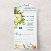 Hibiscus Tropische bruiloft All In One Uitnodiging (Binnen)