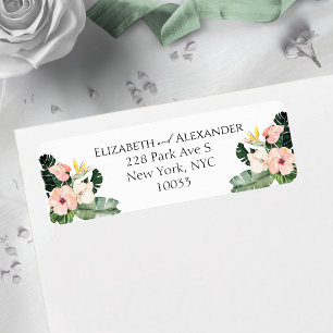 Hibiscus Tropische Bruiloft Retouradres Label