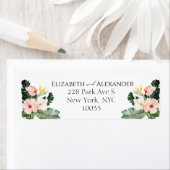 Hibiscus Tropische Bruiloft Retouradres Label (Insitu)