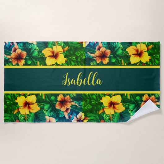 Hibiscus Tropische Hawaïaanse strandlaken (Voorkant)