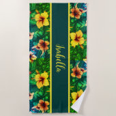 Hibiscus Tropische Hawaïaanse strandlaken (Voorkant)