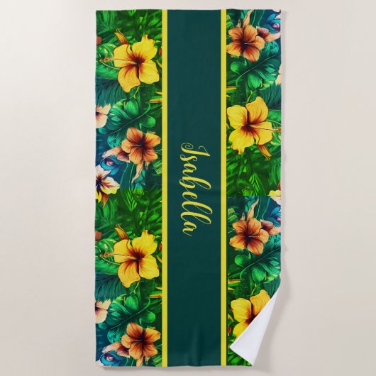 Hibiscus Tropische Hawaïaanse strandlaken (Voorkant)