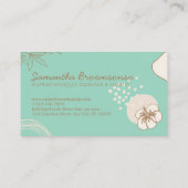 Hibiscus Trouwkalligrafie Bloem groen Visitekaartje (Achterkant)