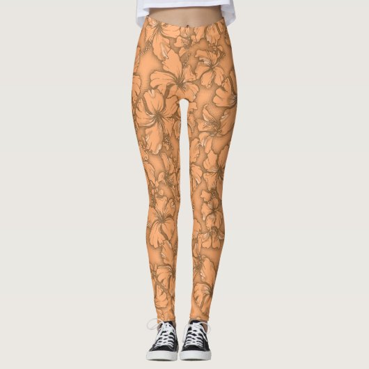 Hibiscus Tuin Hawaïaans Tropisch Bloemen Leggings (Voorkant)