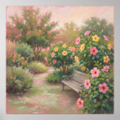 Hibiscus Tuin - Pastel Schilderstijl Poster (Voorkant)