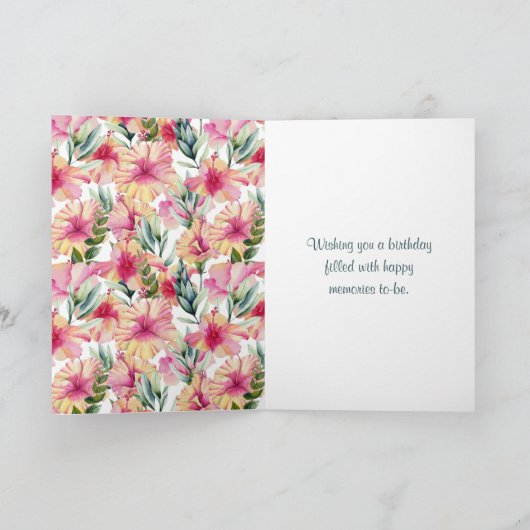 Hibiscus Tuin voor 103e Verjaardag Kaart (Binnen)