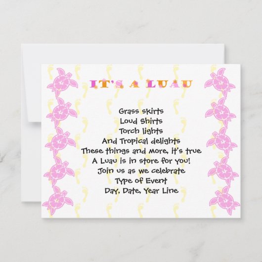 Hibiscus Turtle Luau Party uitnodiging (Voorkant)