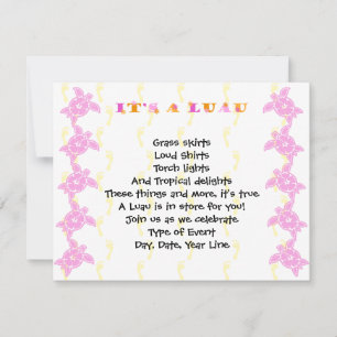 Hibiscus Turtle Luau Party uitnodiging