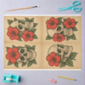 Hibiscus versierd schedel Collectie decoupage papi Tissuepapier (Craft)