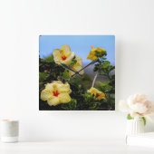 HIbiscus vierkant Maui wandklok (Huis)