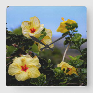 HIbiscus vierkant Maui wandklok