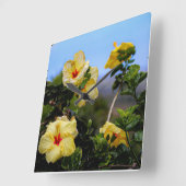 HIbiscus vierkant Maui wandklok (Hoek)