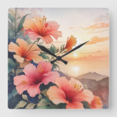 Hibiscus Vierkante Klok (Voorkant)