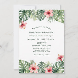 Hibiscus Vintage Hawaï Bloemige Tropische Bruiloft Kaart