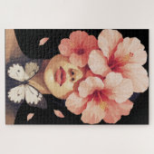 Hibiscus & Vlinder – Modern Bloem Botanisch Legpuzzel (Horizontaal)