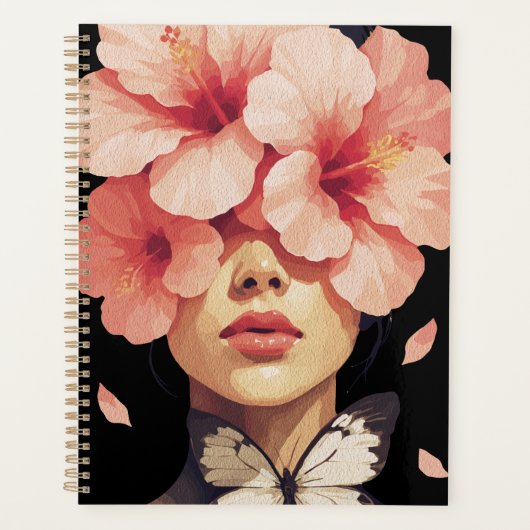 Hibiscus & Vlinder – Moderne Bloemige Botanische K Planner (Voorkant)