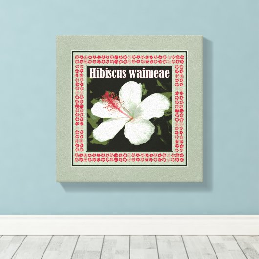 Hibiscus Waimeae Square Canvas Afdruk (Insitu (Houten vloer))