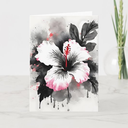Hibiscus - Waterverf bloemen Kaart (Voorkant)