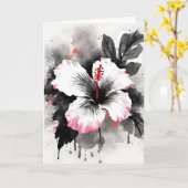 Hibiscus - Waterverf bloemen Kaart (Gele Bloem)